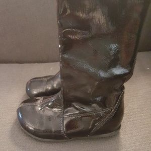 Girls patent leather black boots Nordstrom brand